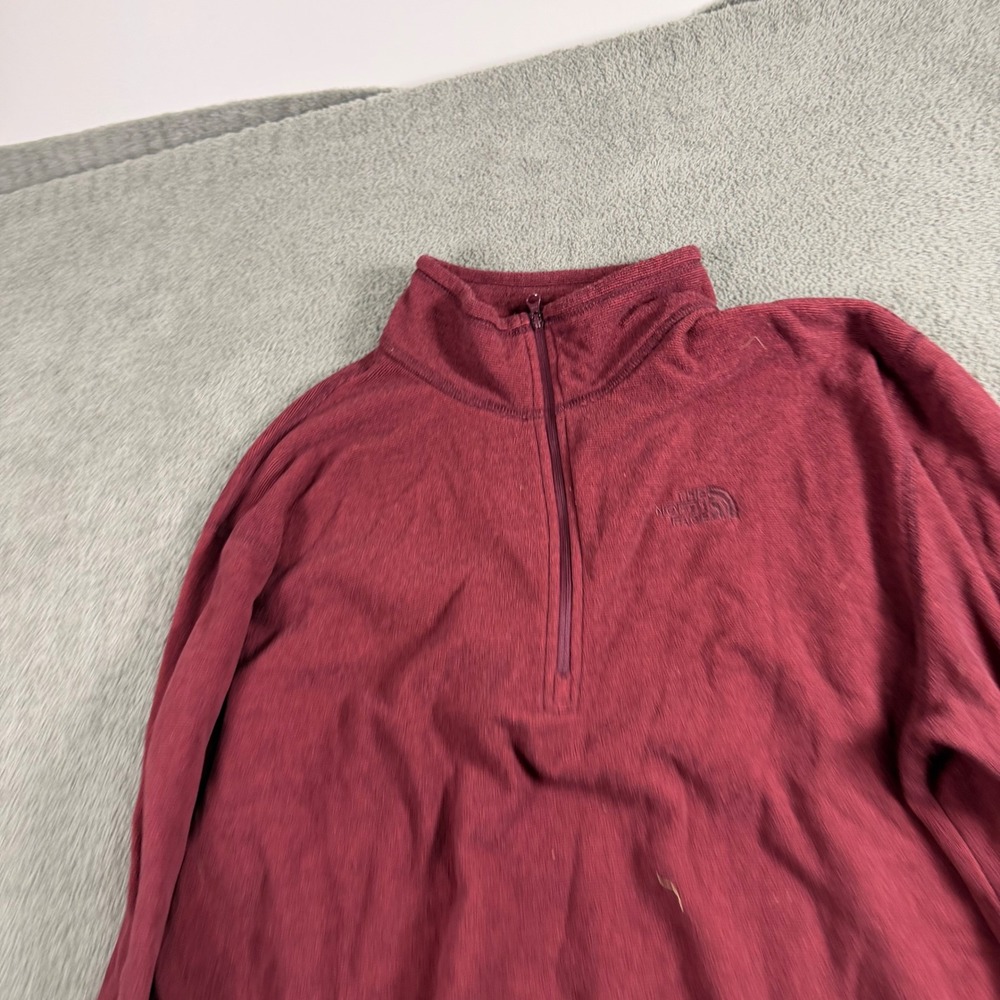 The North Face Mens Quarter Zip Fleece Pullover Burgundy Maroon Mock Neck Large